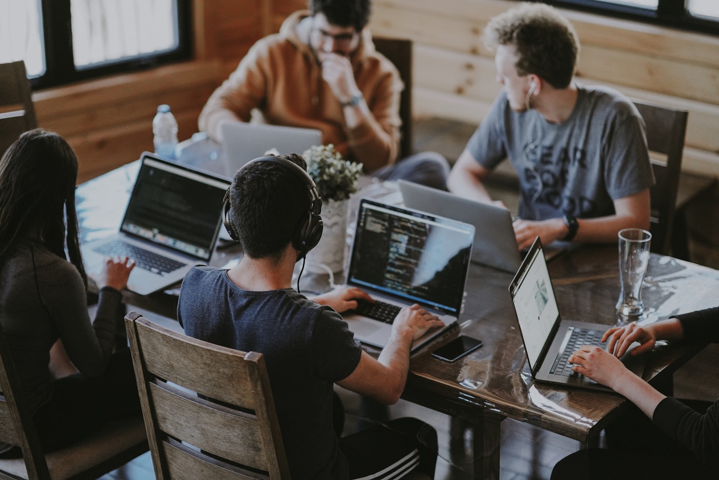 Team collaboration in a modern workspace